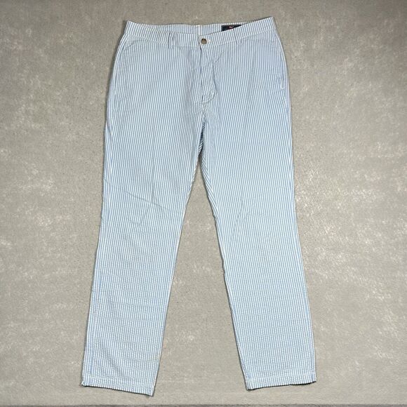 Vineyard Vines Pants Mens Size 36 Blue / White Seersucker Breaker Pants Pockets - Picture 1 of 13